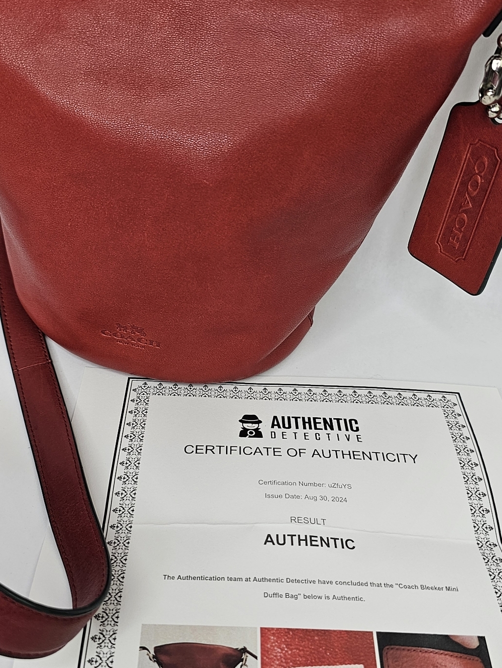 Coach Bleecker Sport Mini Duffle Bucket Red Purse With COA - Picture 14 of 15